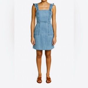 Japna Women’s 100% Cotton Ruffled Classic Denim Mini Dress Size Small